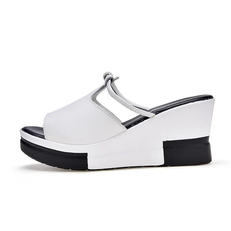 Летняя женская обувь Шлепанцы на платформе танкетке Женские шлепанцы высоком