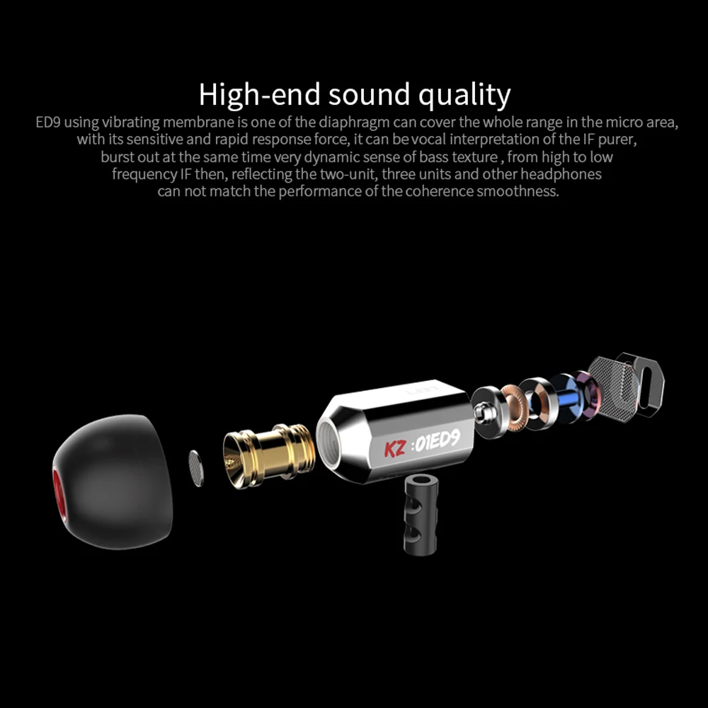 KZ ED9 тяжелый бас наушники супер чаша настройки насадки в ухо Мониторы HiFi вкладыши