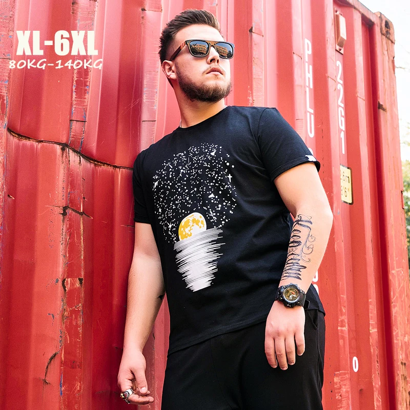 Большие размеры 5XL 6XL футболка Для мужчин лето больших размеров 140 кг Повседневные