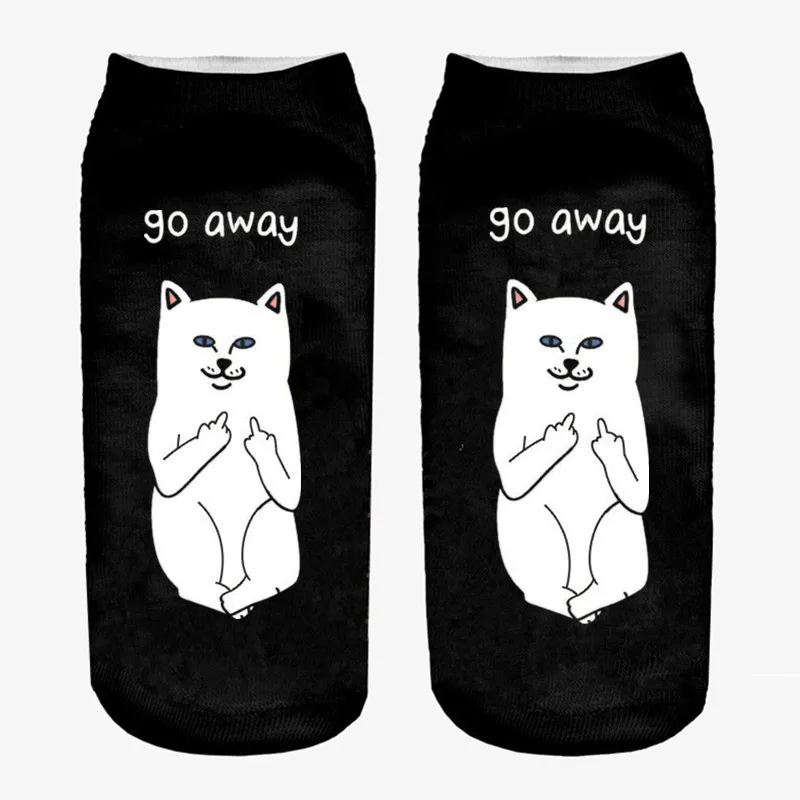 2019 New Cartoon Cat Socks 3D Print Art Funny Socks Women Cute Low Cut Ankle Socks Calcetines Mujer Fashion Female Short Sock images - 6