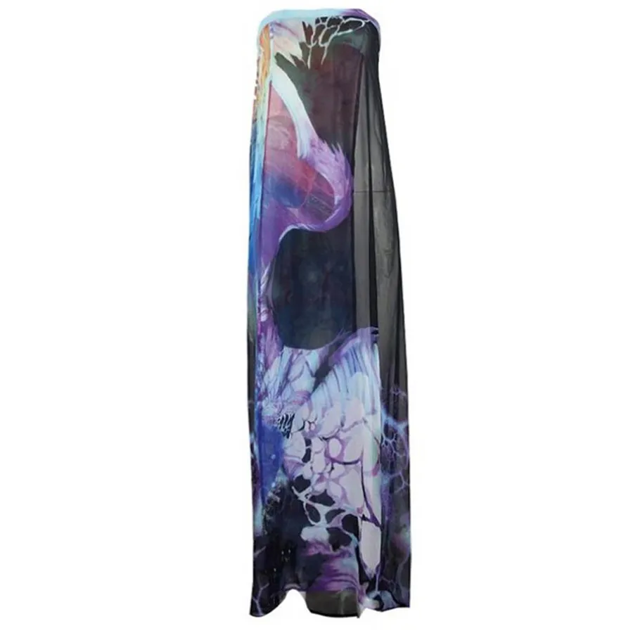 #5606 Для женщин шифон завернутый пряжи цветочный купальники лето Пляжное длинное