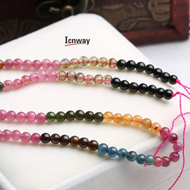 

Natural Round Tourmaline Beads For Jewelry Making 3mm 4mm 5mm 15inches DIY Jewellery FreeShipping Wholesale