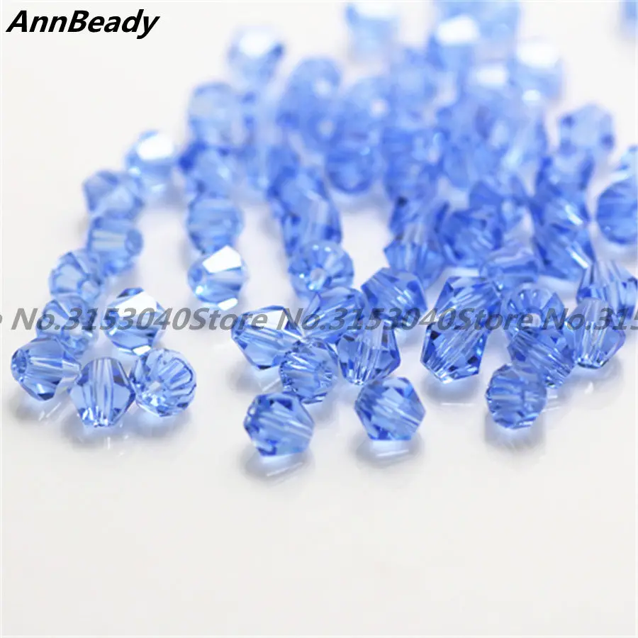 Light Blue 100 шт цельные белые бусины AB цвета 4 мм стеклянные бусины для рукоделия для изготовления ювелирных изделий из австрийского хрусталя - Цвет: Light Blue