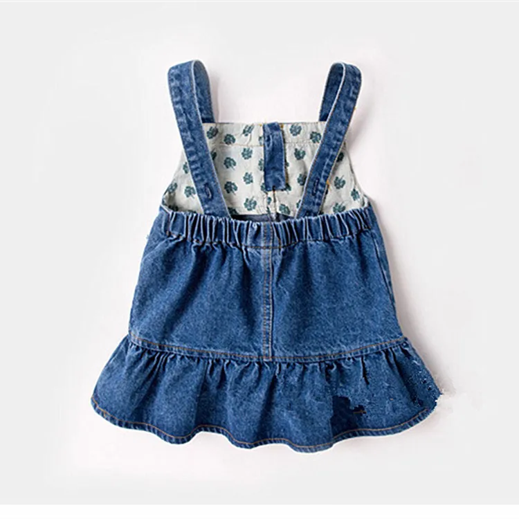 2020 Korean Spring Baby Girl Denim Dress Children Kids Girls Summer Strap Mini Child Clothing Casual with Crown | Детская одежда и
