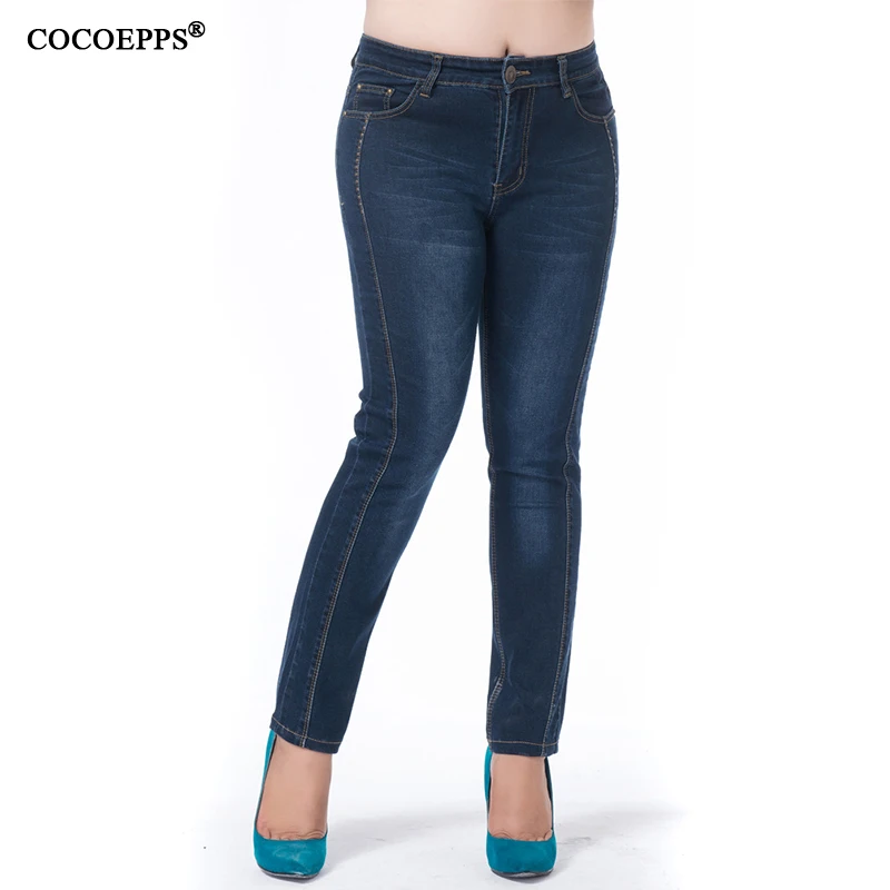 Джинсы для женщин джинсы с высокой талией эластичной резинкой размера плюс