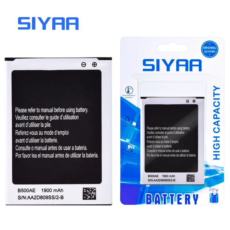 SIYAA B500AE B500BE батарея для samsung GALAXY S4 Mini I9190 I9192 I9195 I9198 S4Mini батарея 1900 мАч Замена