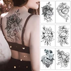 3D розовое часы в форме якоря жемчуг Водонепроницаемый Временные татуировки-наклейки черного цвета, задняя крышка с цветами, большими бабочками и татуировки золотого и серебряного для боди-арта с имитацией татуировки для женщин