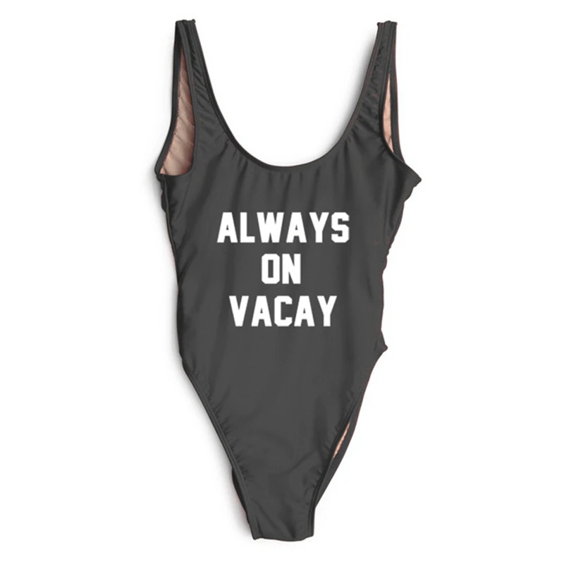 Женский купальный костюм с высокой талией ALWAYS ON VACAY черный купальник открытой