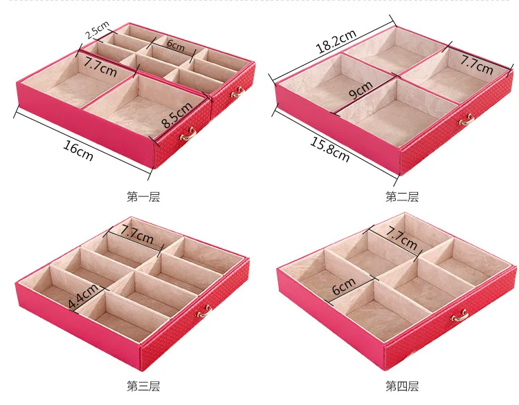 Juelee пять многослойный, из полиуретановой кожи, коробка для хранения ювелирных изделий большой Ёмкость Цепочки и ожерелья серьги Дисплей Органайзер Чехол Контейнер