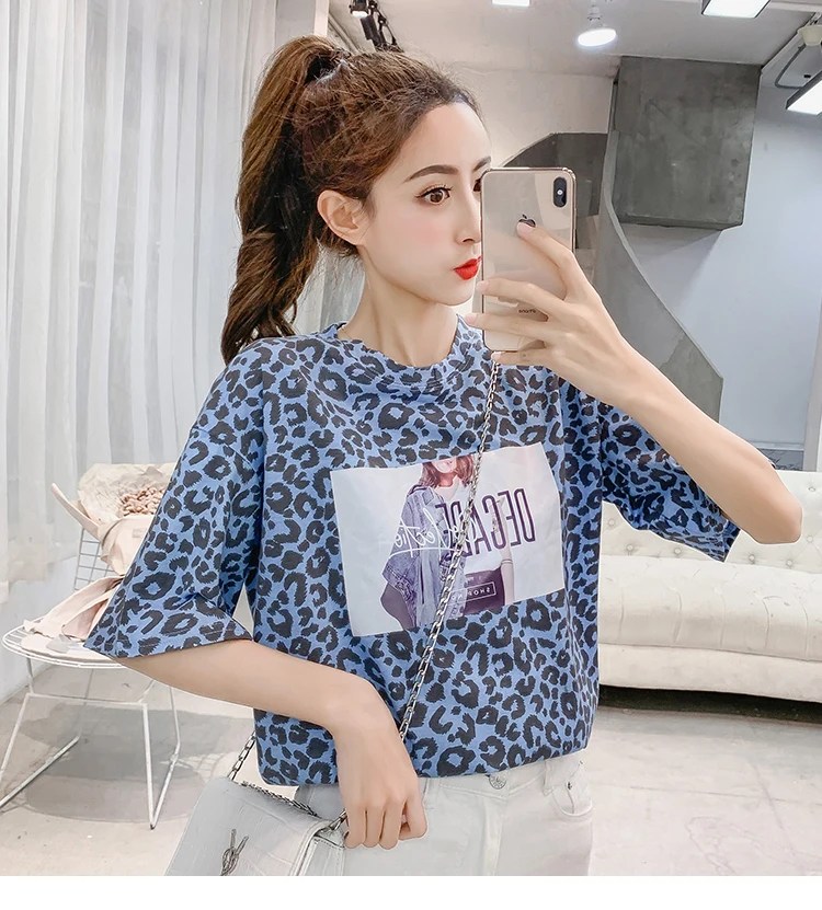 Leopard moda feminina Hipster футболки летний бренд для женщин футболка повседневное плюс