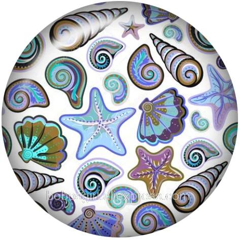 Волна пляж КИТ seashell стеклянная кнопка оснастки для DIY ювелирных изделий Круглые фото кабошоны DA1096 - Окраска металла: A4876