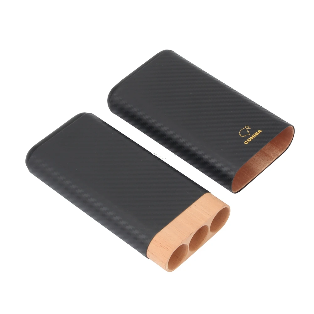 Портативный дорожный кожаный деревянный увлажняющий чехол для сигар COHIBA 3