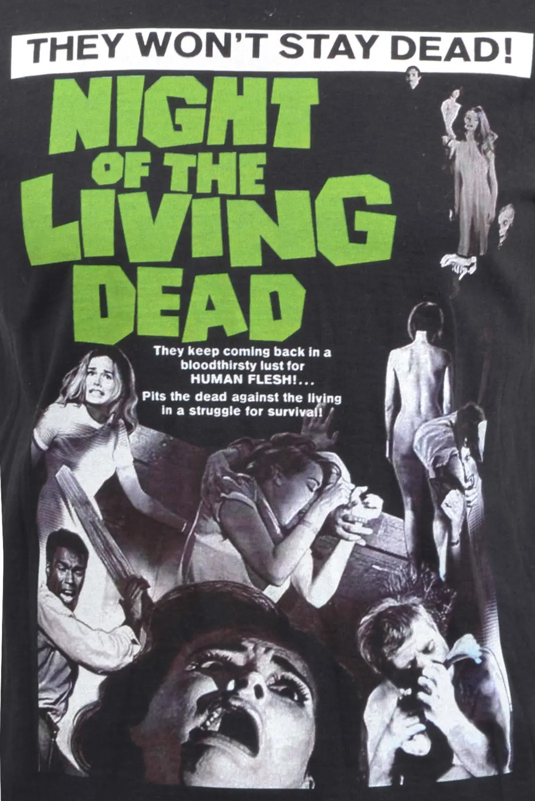 Comical Футболка мужская черная футболка ночной жизни Мертвых Зомби B Movie Horror Romero