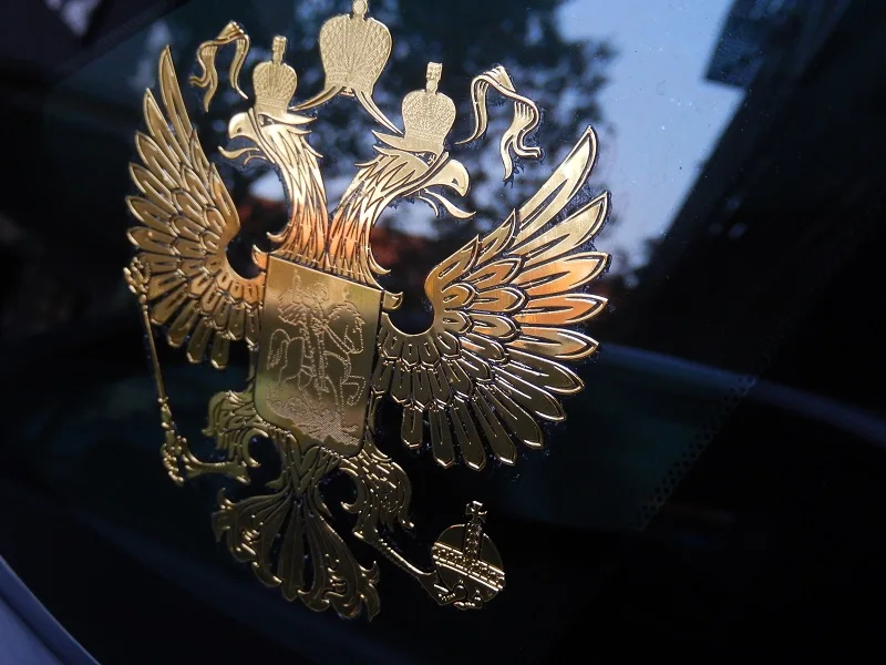 97 на 97 мм Герб России металлостикер наклейка на авто из металла для автомобиля русский орел герб на машину на стекло