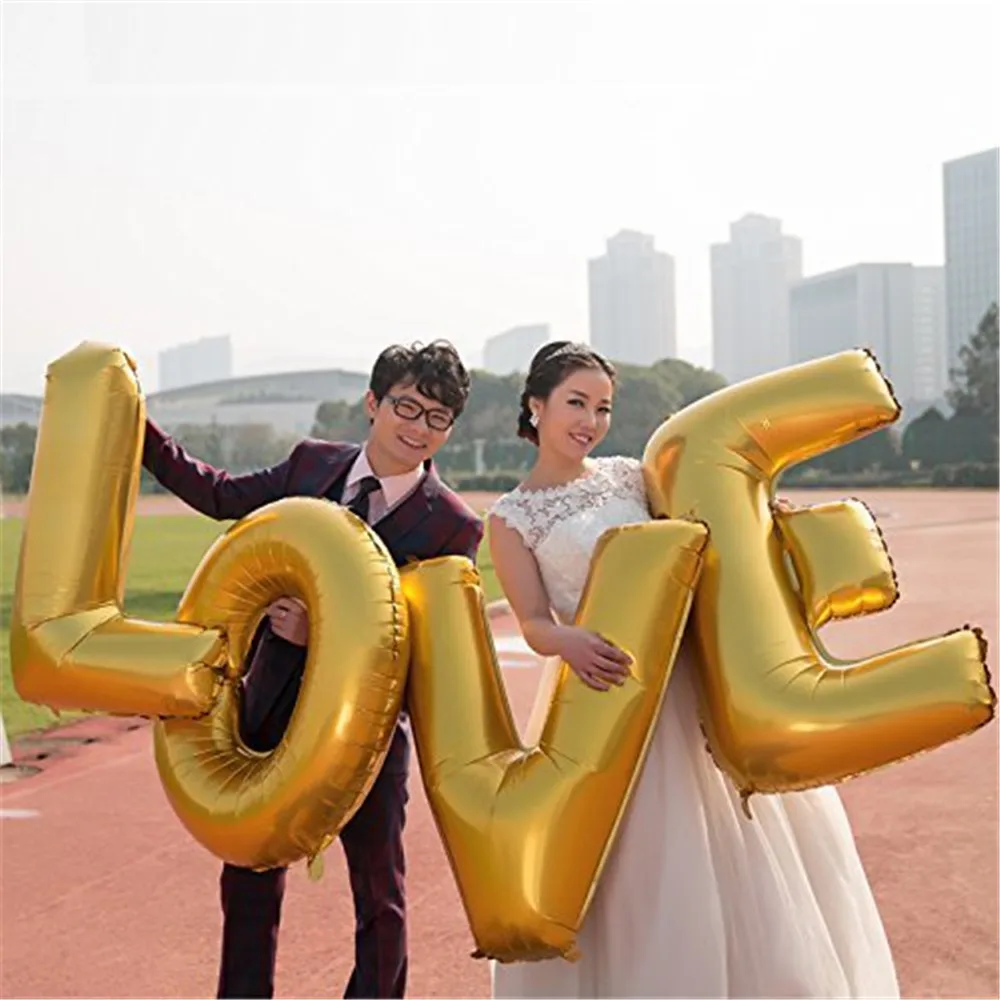 40 дюймовые воздушные шары из фольги большие золотые надувные буквы Свадебные