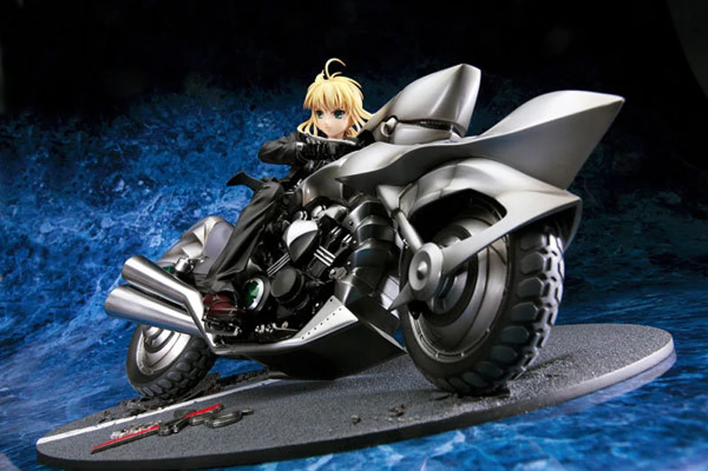 Японского аниме FATE/SABER сексуальный костюм мотоцикл черный 25 см ПВХ Фигурки Коллекционная модель украшения