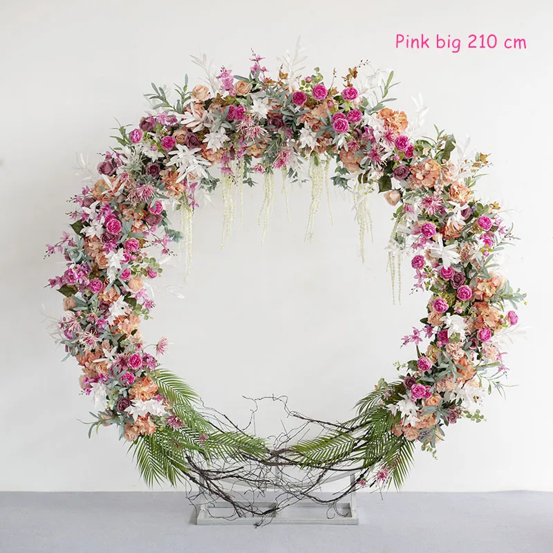pink 210cm По индивидуальному заказу 210/170/130 см Искусственный цветок с металлическим Свадебные стенд Арка Декор для вечерние свадебные фон железная Арка+ юбка с цветочным рисунком, комплект одежды - Цвет: pink 210cm