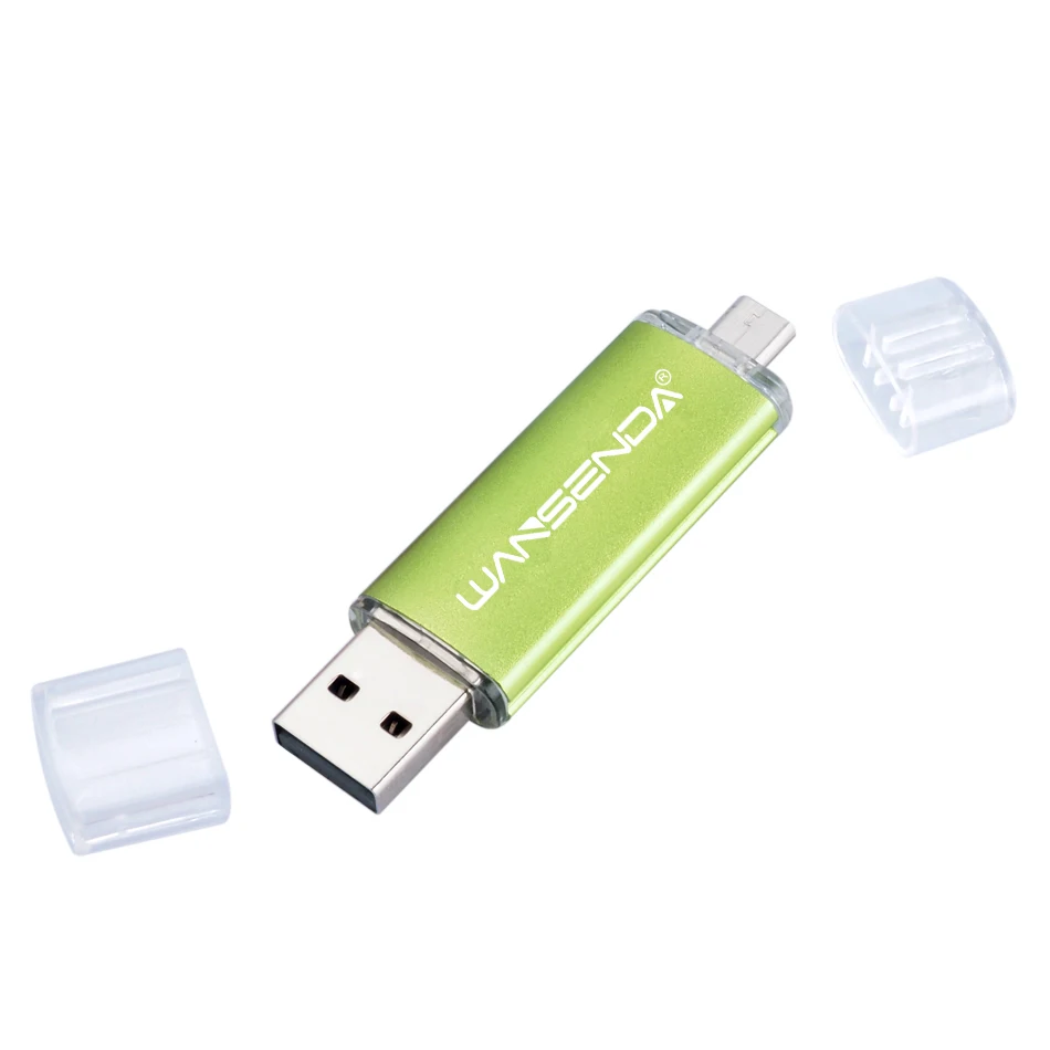 WANSENDA OTG usb флеш-накопитель 128 ГБ 256 ГБ micro usb флеш-накопитель 16 ГБ 32 ГБ 64 Гб 2 в 1 флеш-накопитель для смартфонов/ПК - Цвет: Зеленый