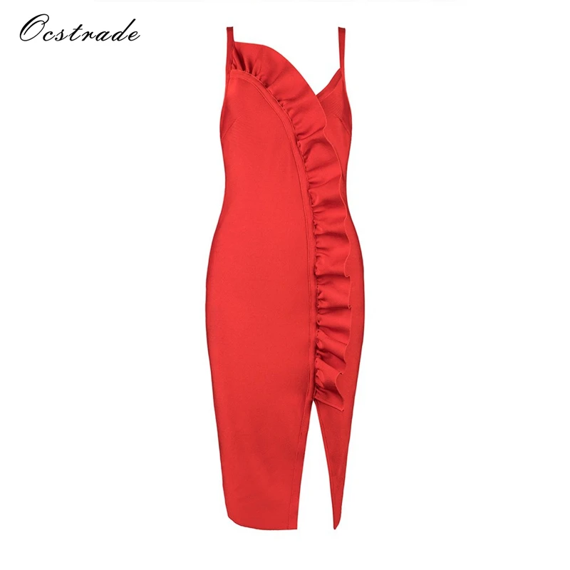 Ocstrade Vestidos Бандажное 2017 облегающее новое поступление с оборками Сексуальное