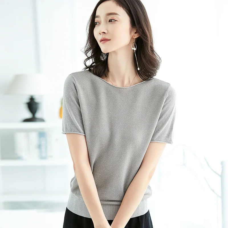 Suvance Summer Office Lady Knitted 4 Solid Color Sweater Fashion O Neck Bawting Sleeve Loose Thin Women Pullover | Женская одежда