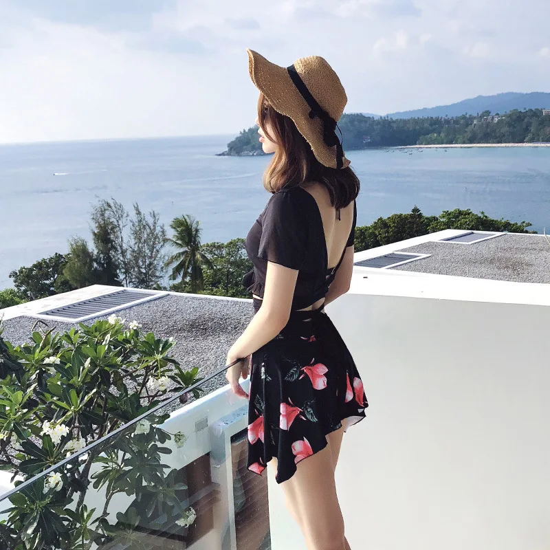 Новинка 2021 Женский комплект бикини пуш ап из трех предметов с принтом купальник