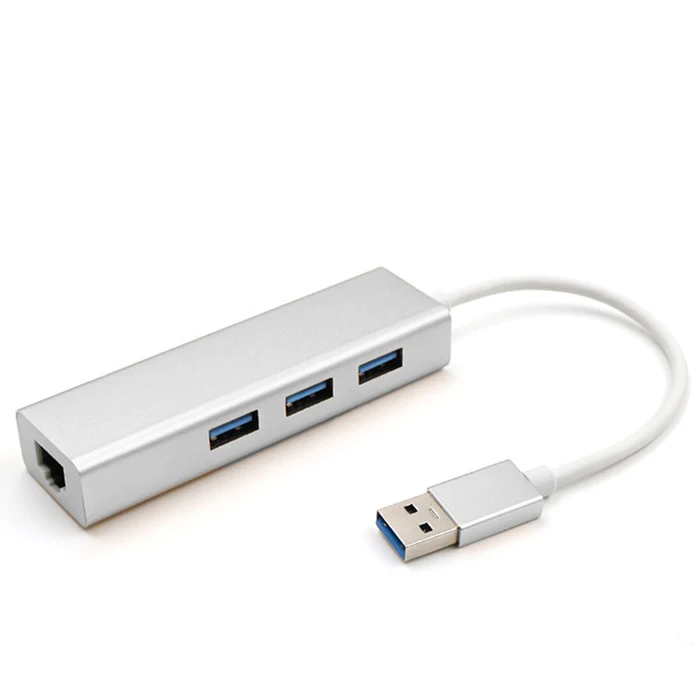 1000mbps silver Basix USB Ethernet адаптер 3 порта USB 3,0 концентратор USB для Rj45 1000 Мбит/с Lan сетевая карта для Macbook pro Mac Настольный Ethernet USB - Цвет: 1000mbps silver