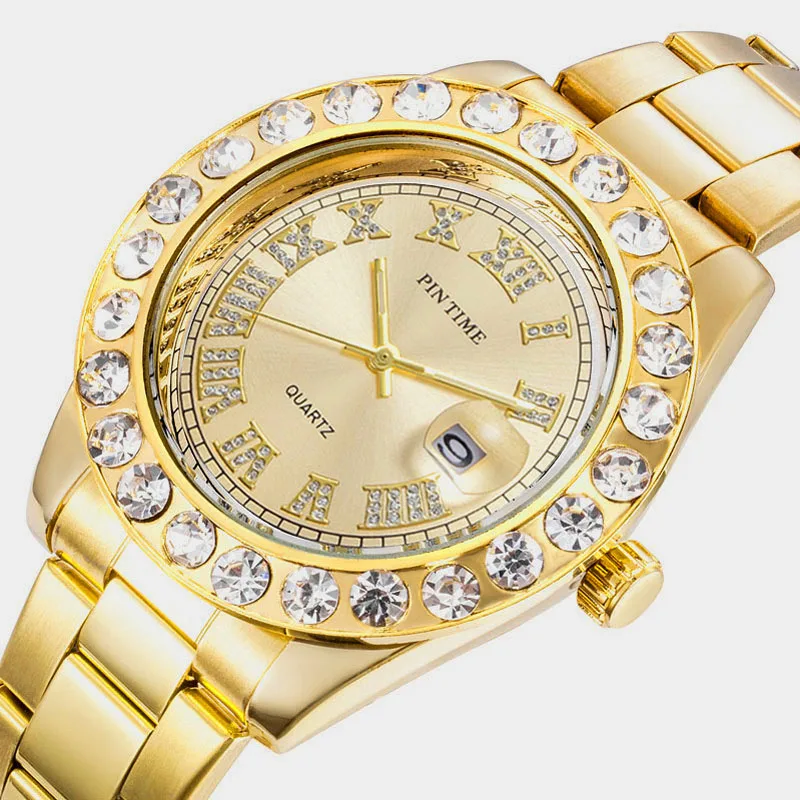 Дропшиппинг 2019 мужские часы Топ бренд класса люкс Iced Out золотые бриллиантовые для