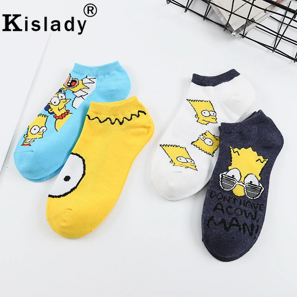 Забавные Женские носочки с героями мультфильмов яркие носки для мужчин