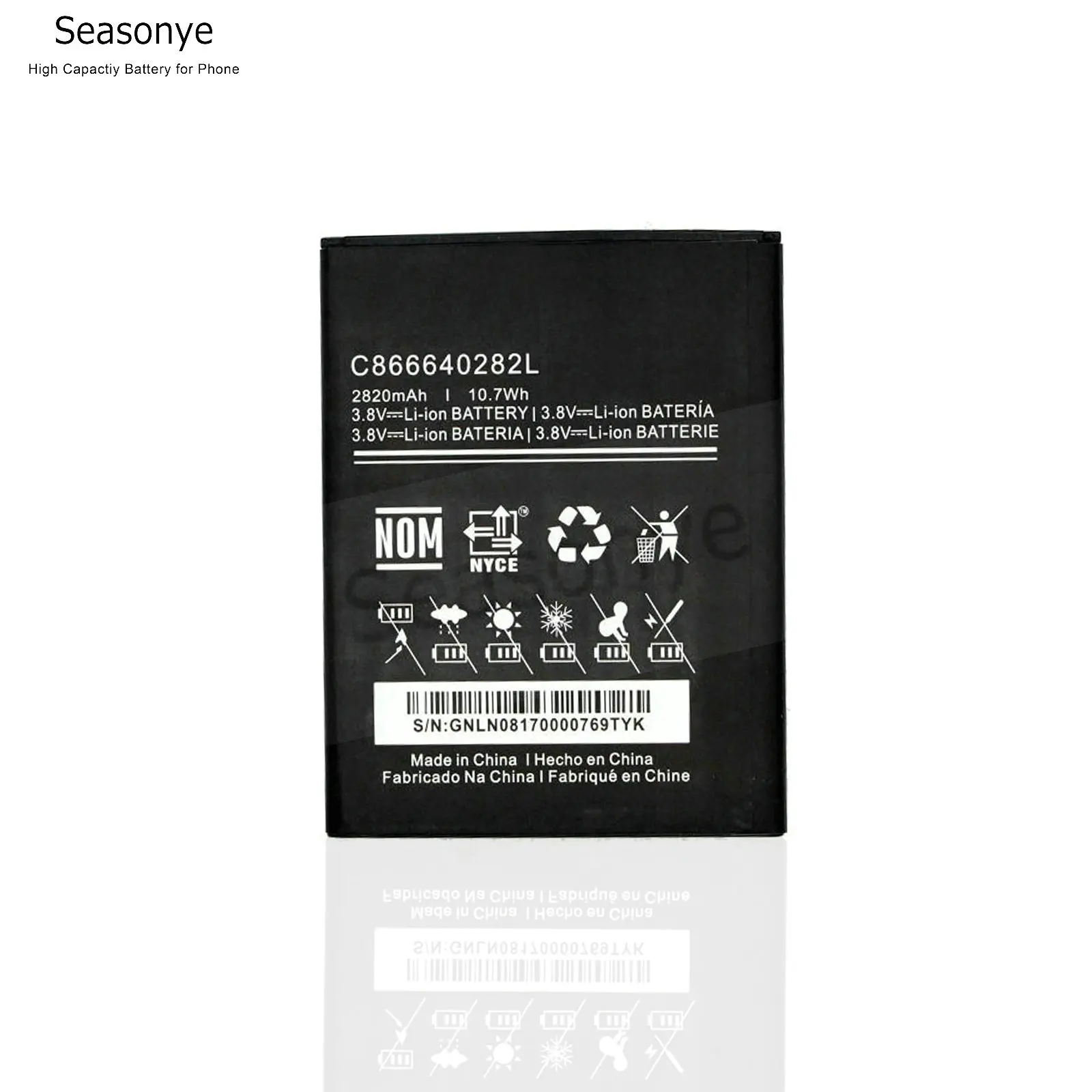 Seasonye 2820mAh / 10.7Wh C866640282L запасной литий ионный аккумулятор для мобильного телефона +