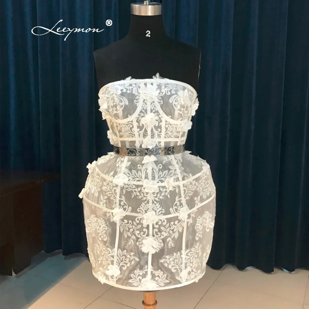 Leeymon Sexy Sheer Mini Short Cocktail Dress 2017 горячее без рукавов белое кружевное коктейльное