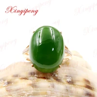 xin yi peng 18 k rose gold inlaid natural hetian jade jade ring 15 20 female ring with diamond