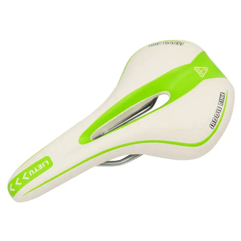 white green 1 xNew MTB Горный Велосипед Велоспорт П. В. Кожа Skidproof Седло Подушки Сиденья Прохладный Hollow Гонки Седло - Цвет: white green