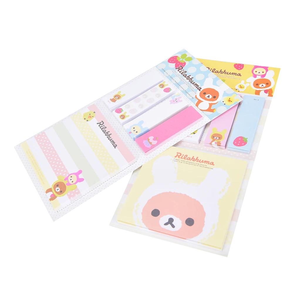 Korea Stationery Rilakkuma Cute Cartoon Bear Sticky Notes Post Memo Pad School Supplies Planner Stickers Paper Bookmarks | Канцтовары