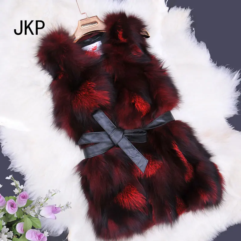 Free shipping Genuine fox fur vest women long fox fur vest winter real fox fur coat Retail/Wholesale custom big size