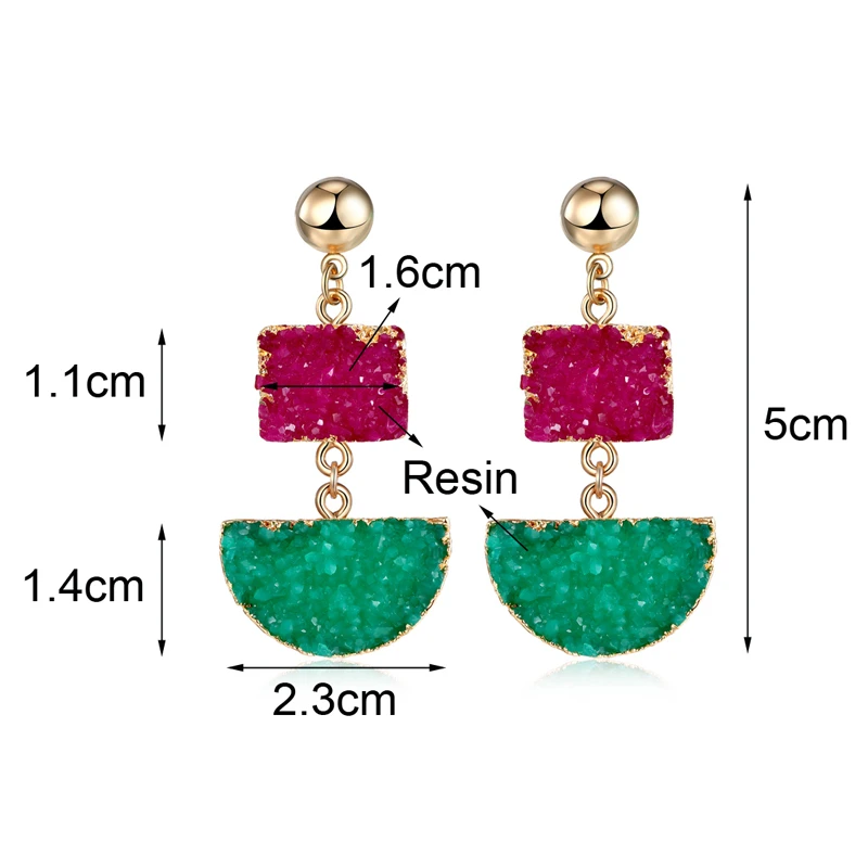 Dayoff Handmade Resin Drops Earings For Women Jewelry Square Semicircle Earrings Earing Long Earring pendientes largo E138 | Украшения и