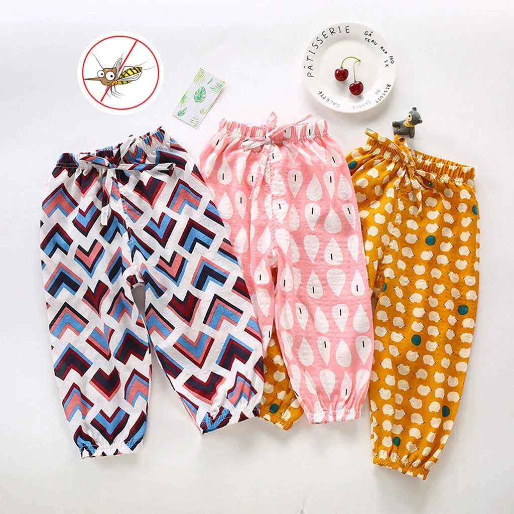 Летние детские штаны с цветочным принтом для маленьких мальчиков и девочек