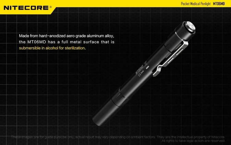 NITECORE MT06 MT06MD светодиодный фонарик для докторов, медицинский фонарик, высокоэффективный, EDC, фонарик, снаряжение, водонепроницаемый, мини, ультра портативный фонарь