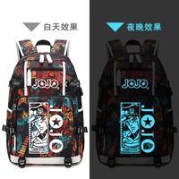 street style jojos bizarre adventure oxford school bags usb charging laptop backpack waterproof travel backpack canvas bags