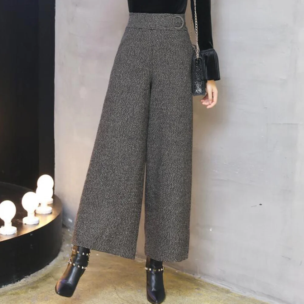 Женские плотные офисные брюки с высокой талией Офисная Женская юбка клетчатые