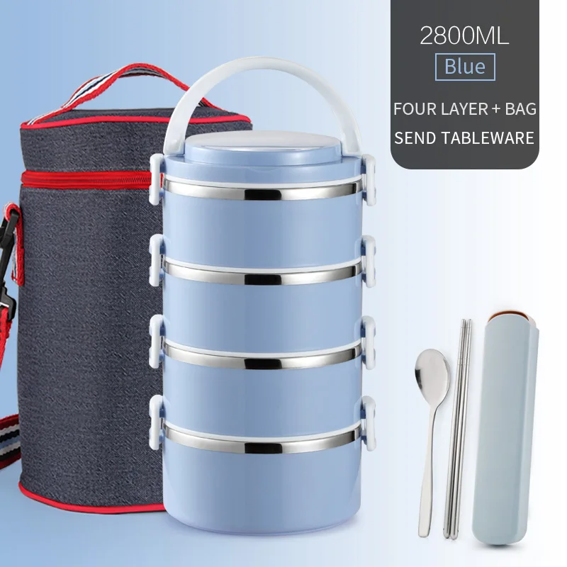 4 Layer Blue Set LANSKYWARE японские дети термальный Ланч-бокс 304 из нержавеющей стали Bento Ланч-бокс для детей школы герметичный контейнер для еды, судок - Цвет: 4 Layer Blue Set