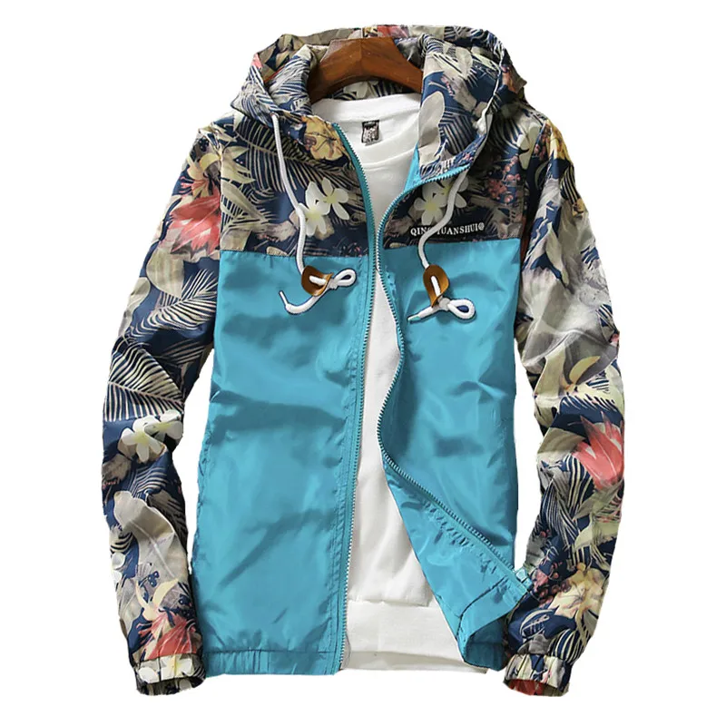 Мужской кардиган с цветочным принтом черный синий серый белый зеленый|jacket coat