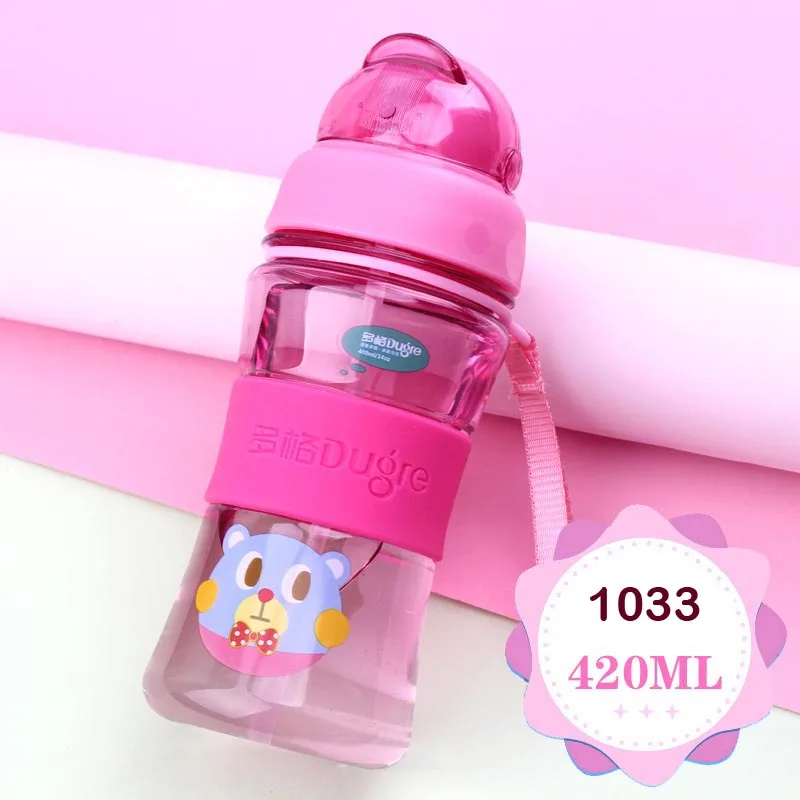 450 мл детская бутылка для воды BPA бесплатно Портативный тритановый пластиковый спортивный шейкер бутылки с соломинками для школы дети ребенок - Цвет: 420ml 1033 Pink