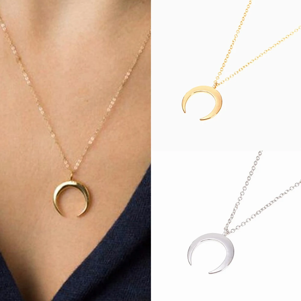 Нежный полумесяц изогнутый кулон ожерелье Ювелирное Украшение в форме подвески |