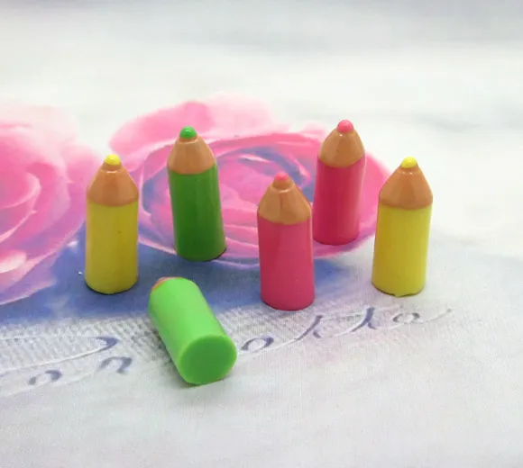 20Pcs Resin Mixed Pencil Crafts Flatback Cabochon Scrapbooking Decorations Fit Hair Clips Embellishments Beads Diy | Дом и сад
