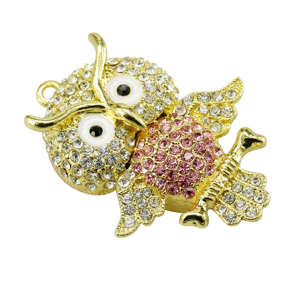 USB флеш накопитель с алмазными металлическими Материал Сова Цепочки и ожерелья