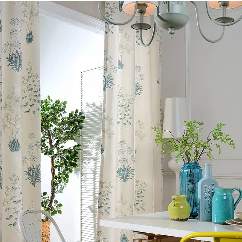 

2021 Pastoral Plant Cotton Woven Translucidus Curtains in the living room