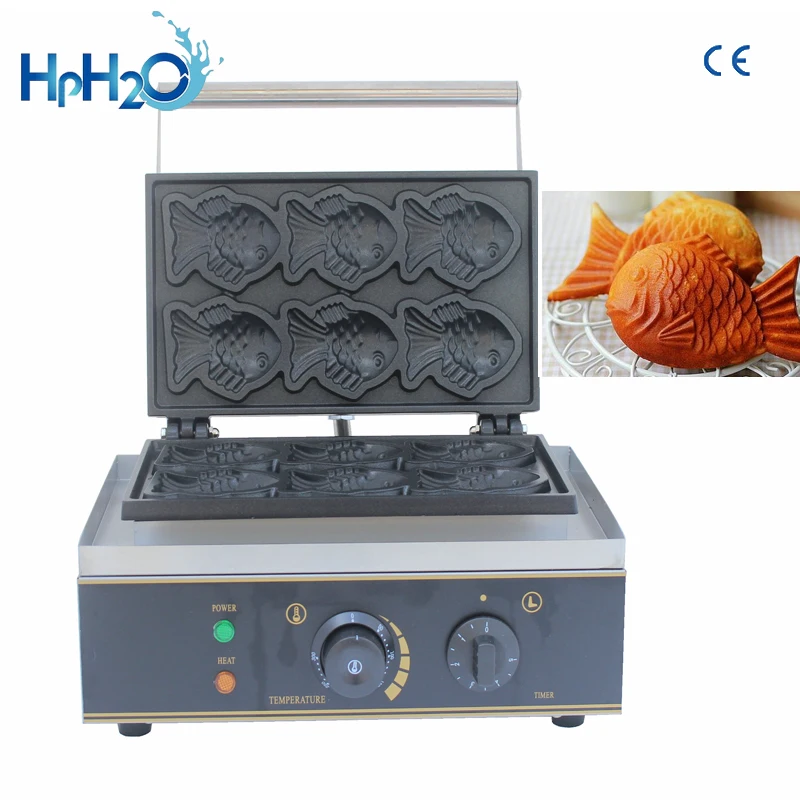 Коммерческий антипригарный 6 шт. taiyaki машина рыба вафельница в форме рыбы вафельница машина для изготовления торта