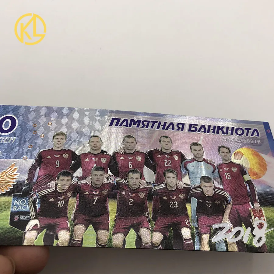 Лидер продаж W010 1 шт. Россия Спорт Россия футбол звезды команда Золотая банкнота для болельщиков коллекция и подарки