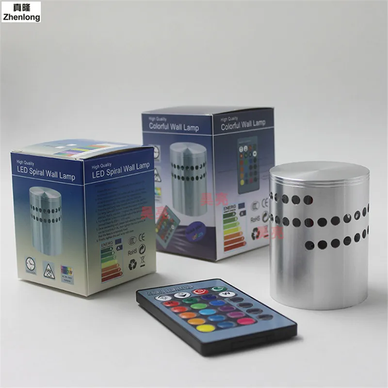 2018 цветной RGB настенный светильник с отверстиями по спирали для установки