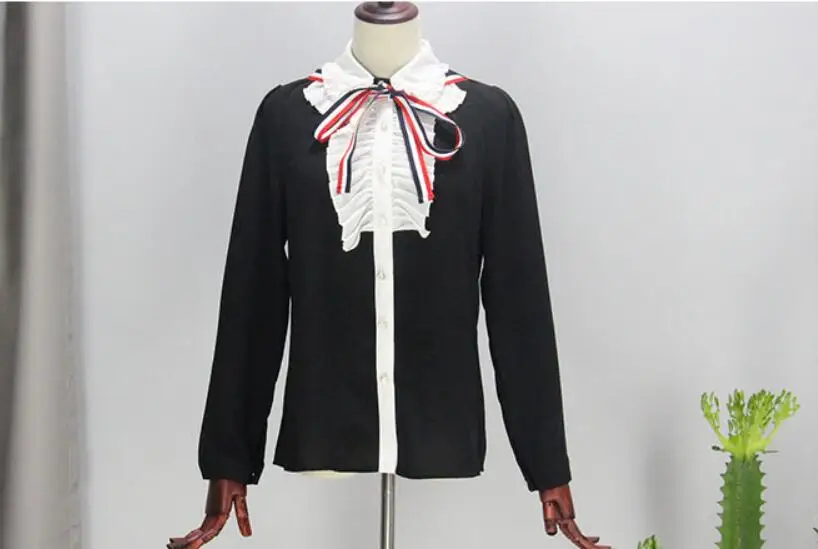 British Style OL Women Skirts Suits Spring Autumn Ruffles Elegant Bows Shirts And Skirts Ladies Women Party Clothing Sets CC065